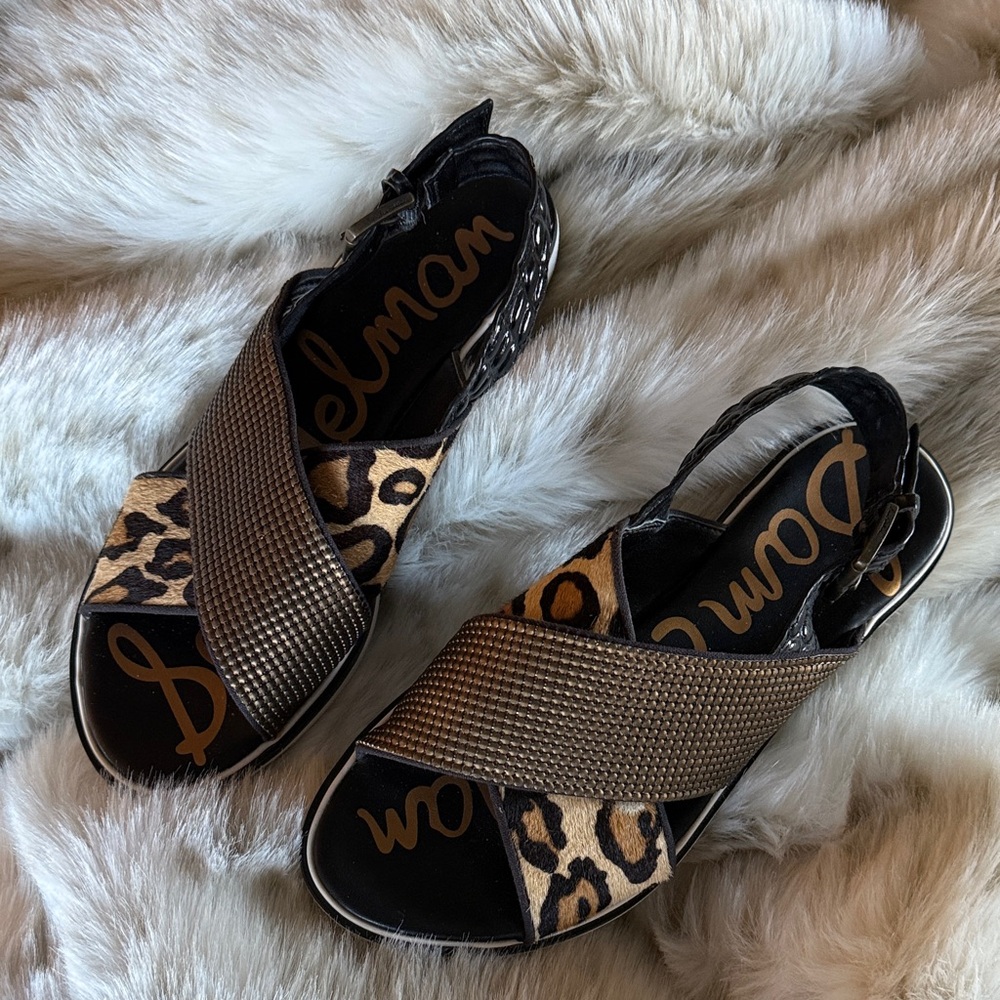 Sam Edelman Animal Print Slingback Sandals - SZ 8 Med